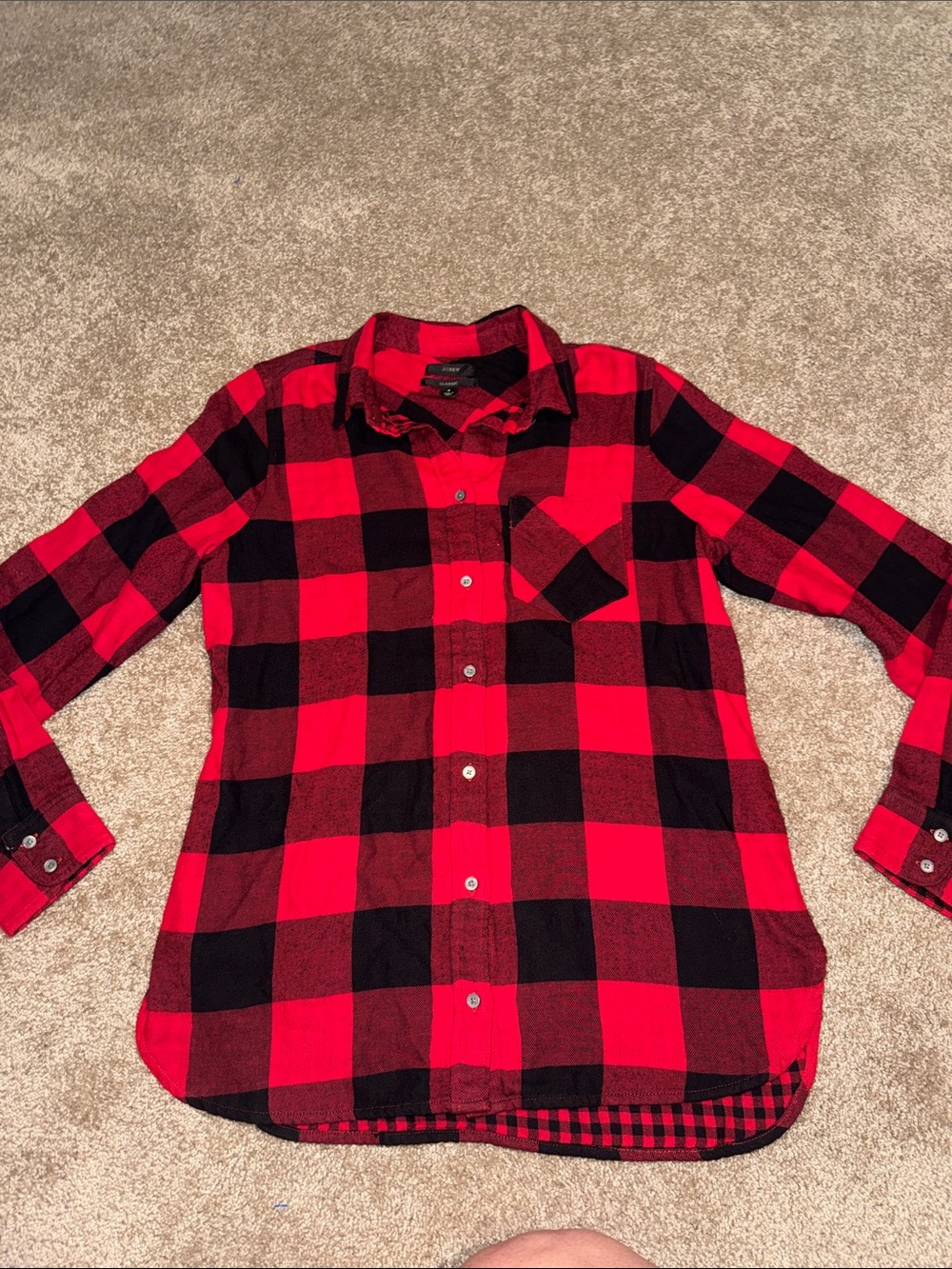 J Crew Classic Fit Boyfriend Flannel Shirt - Size 4 - Picture 2 of 8